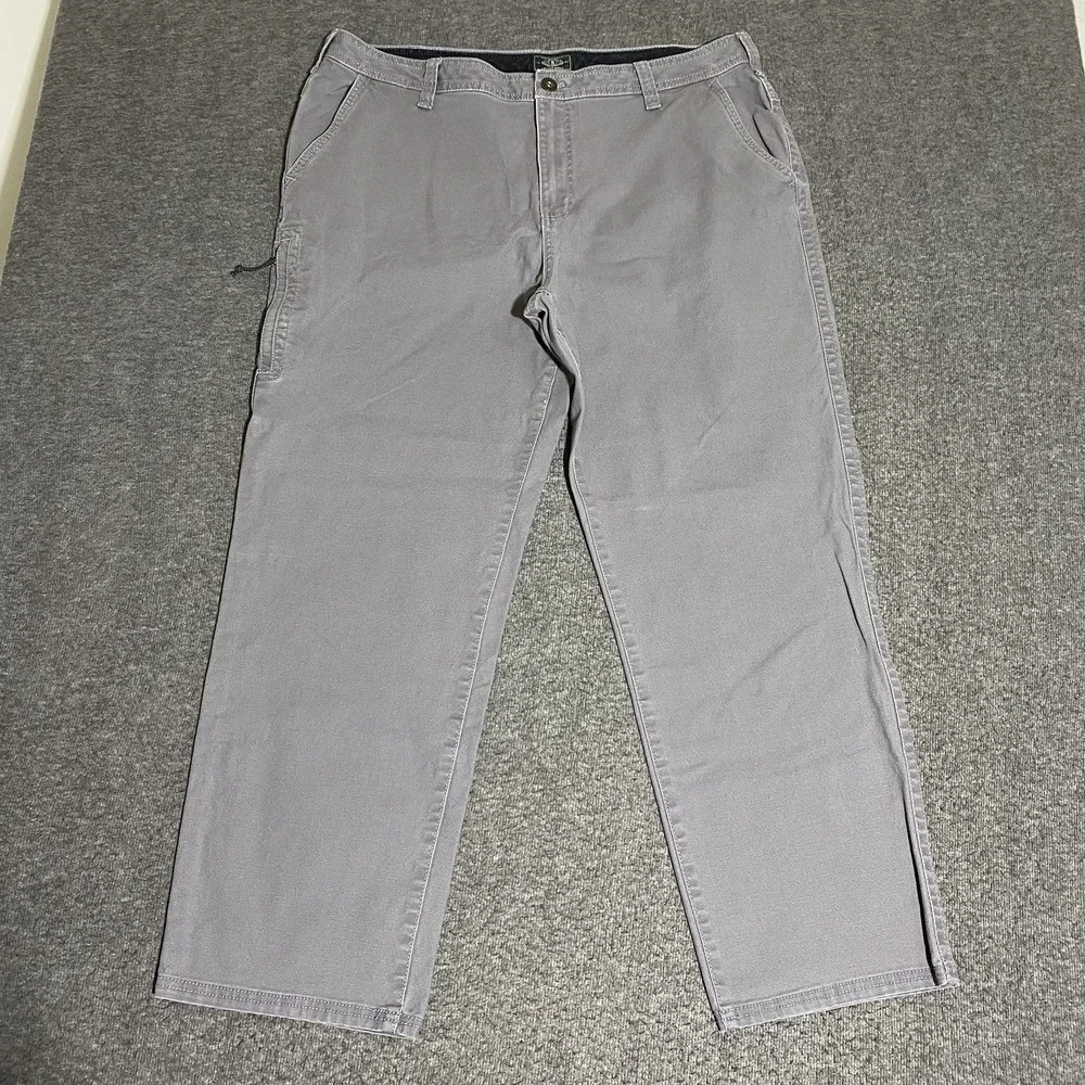 GH Bass & Co Mens Utility Pants 40x29 Gray Canvas Straight Leg Carpenter Cargo